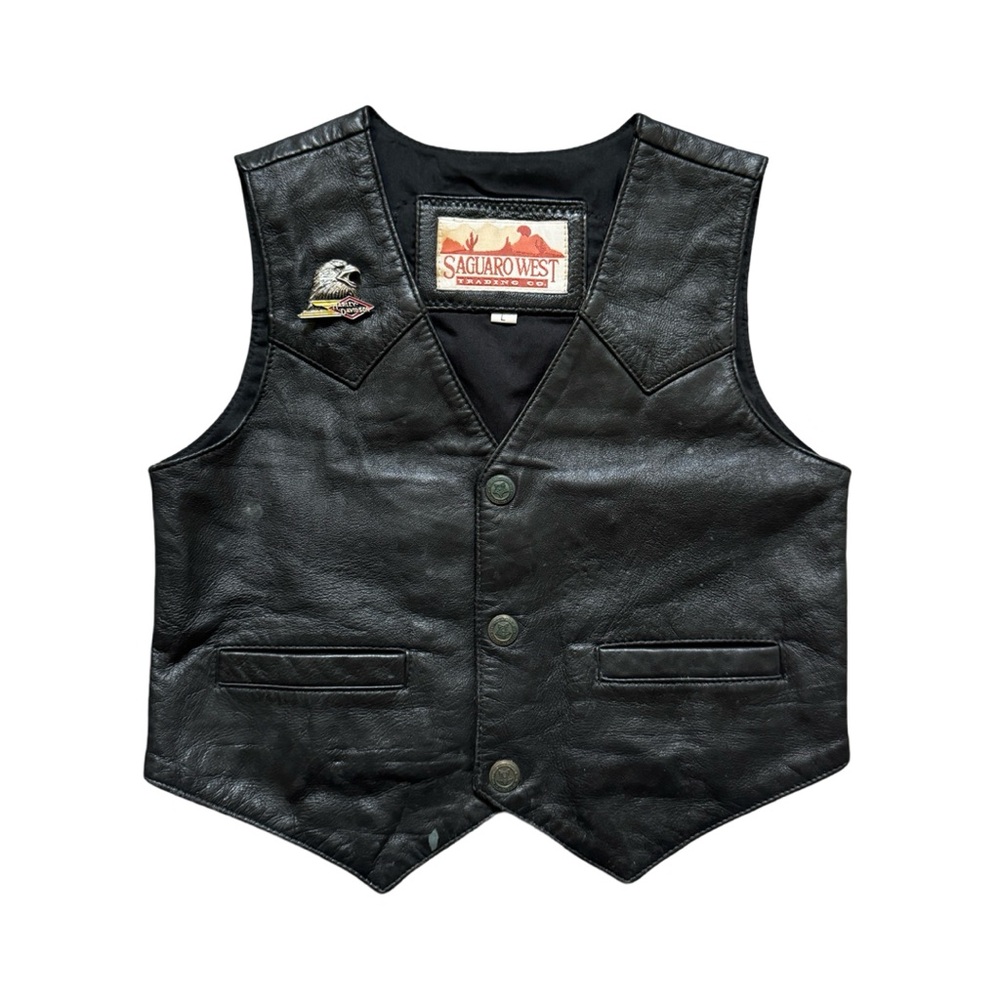 Saguaro West Trading Co. vintage leather vest - size large - includes lapel pin